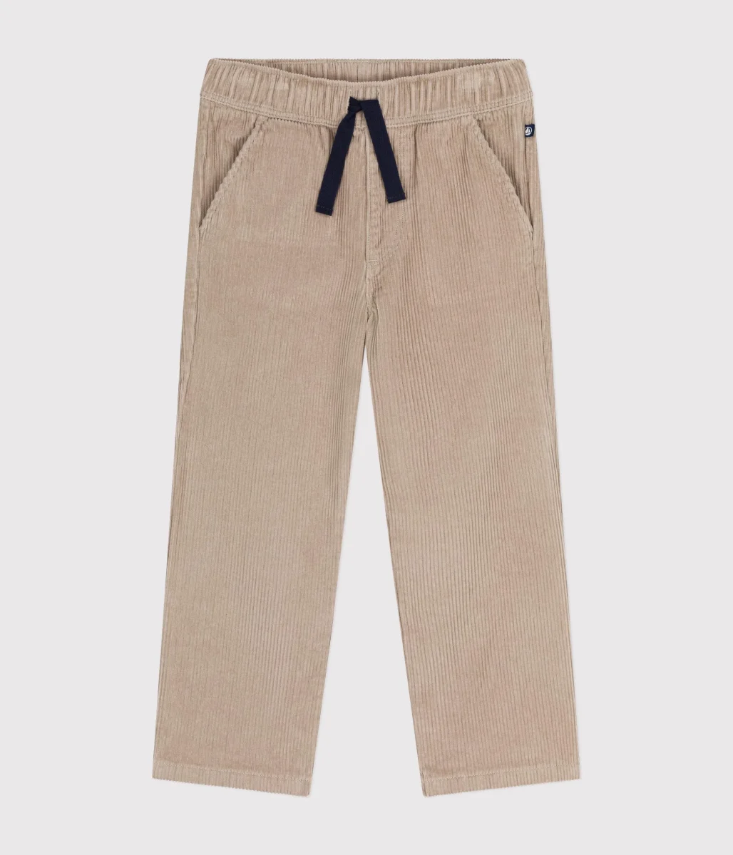 Pantaloni dritti in velluto beige