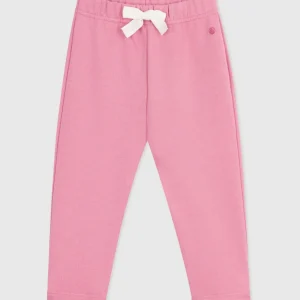 Pantaloni in cotone tinta unita rosa bebé