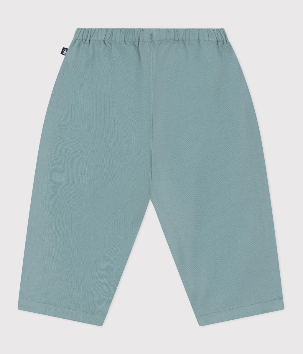 Pantaloni in misto cotone e lino verde acqua - immagine 3