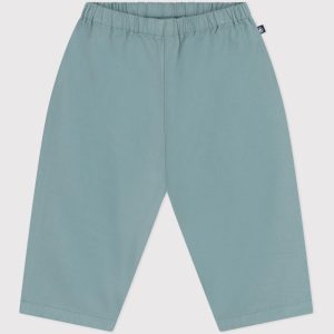 Pantaloni in misto cotone e lino verde acqua