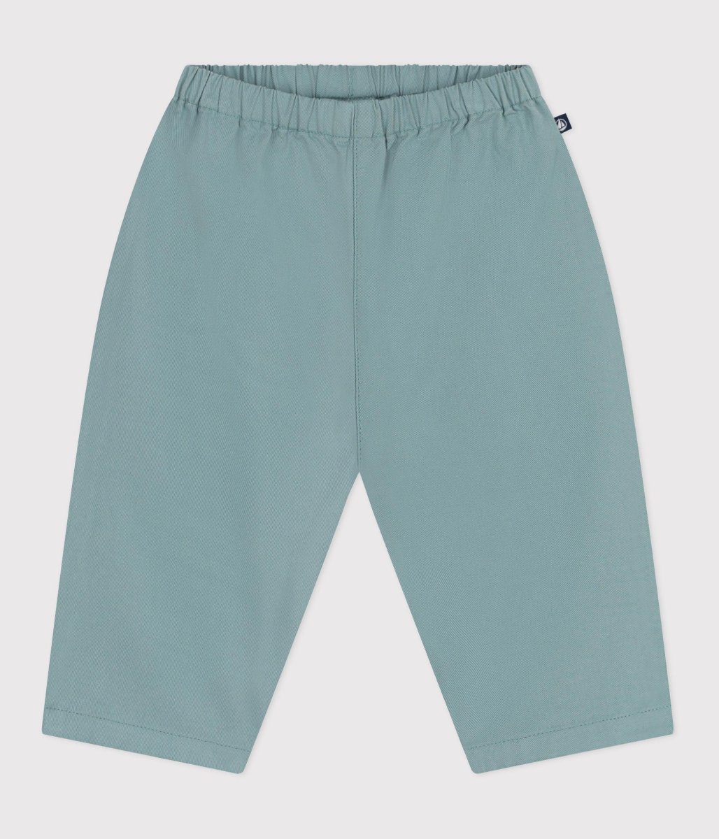 Pantaloni in misto cotone e lino verde acqua