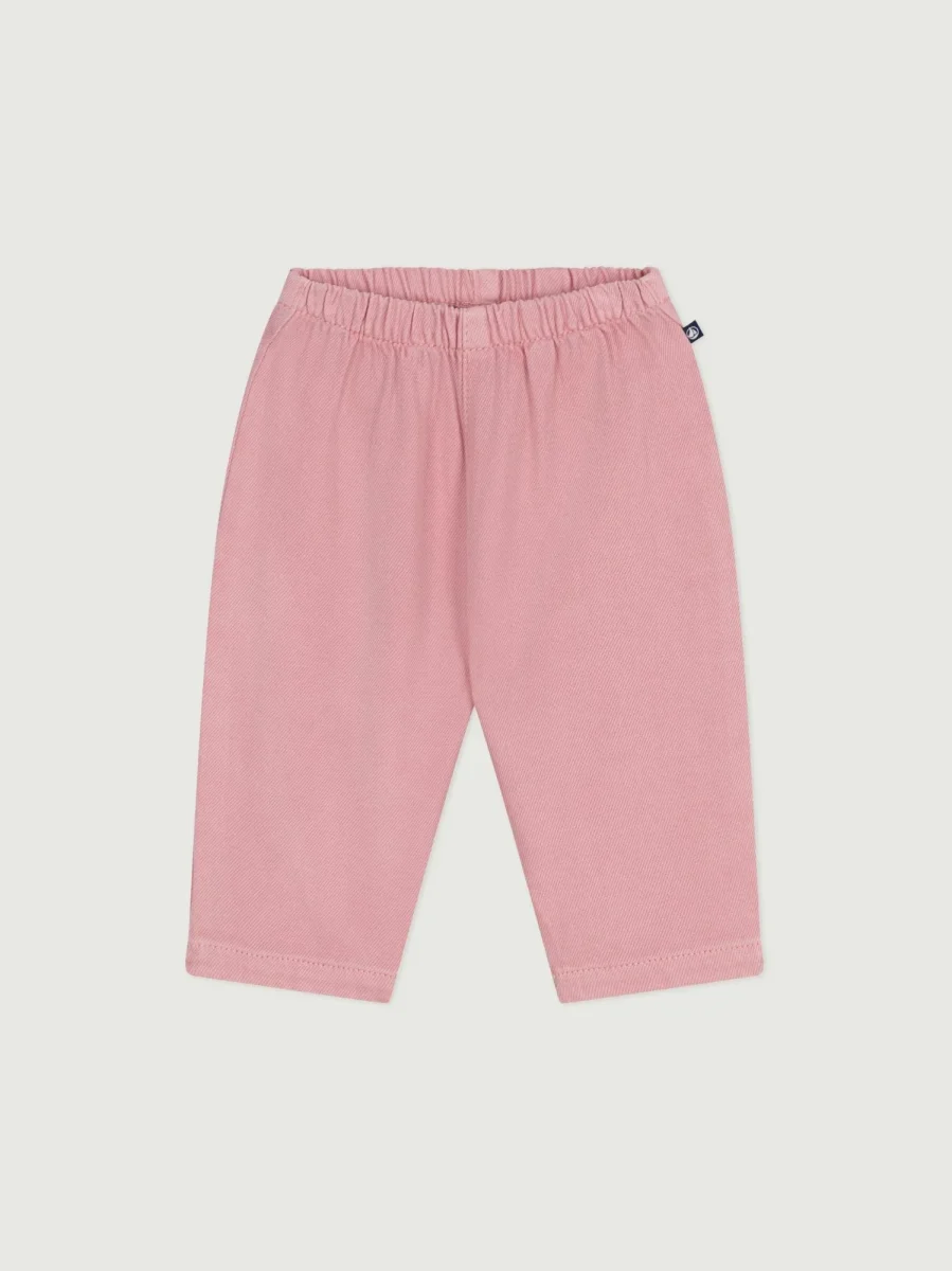 Pantaloni in morbido cotone tinta unita neonato