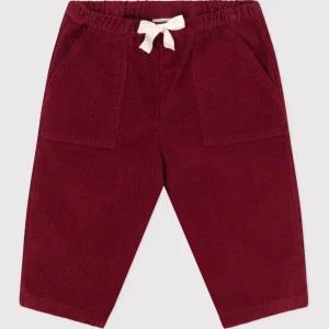 Pantaloni in velluto tinta unita neonato