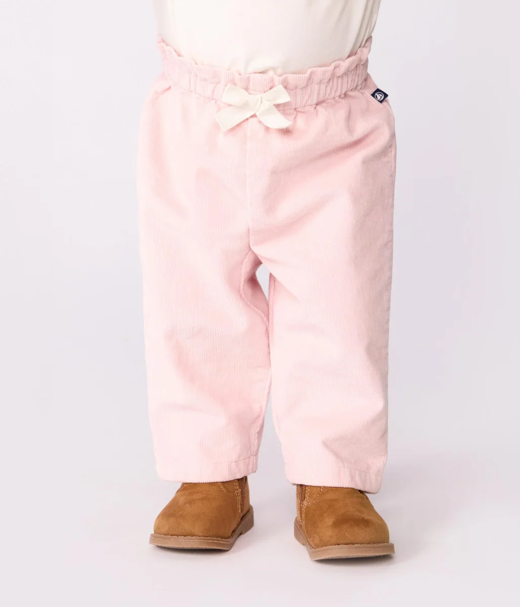 Pantaloni neonato in velluto rosa - immagine 3