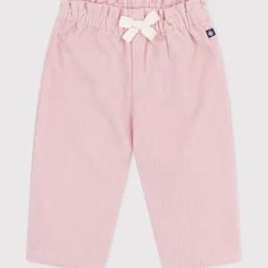 Pantaloni neonato in velluto rosa