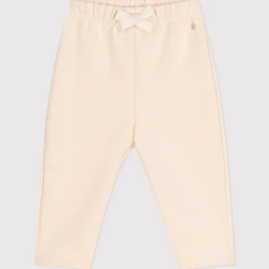 Pantaloni tinta unita panna con fiocco in tessuto felpato