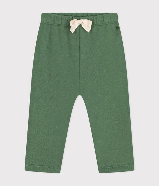 Pantaloni verde in tessuto felpato