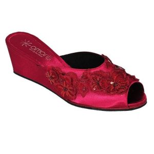Claudia: Pantofole da Donna in raso con Fiori e Paillettes