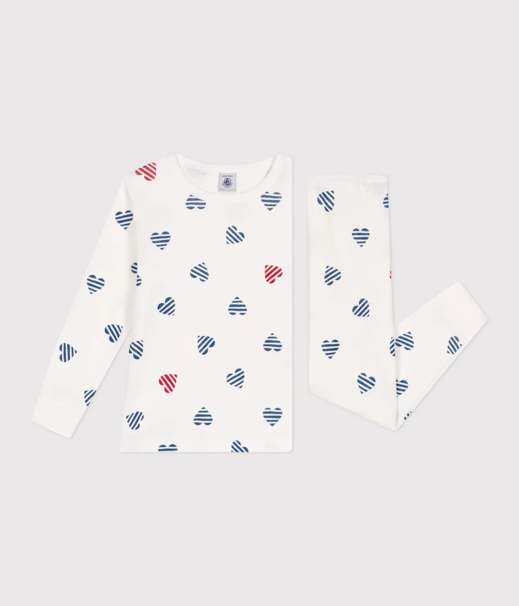 Pigiama a maniche lunghe in cotone con cuori stampati bambino - immagine 4