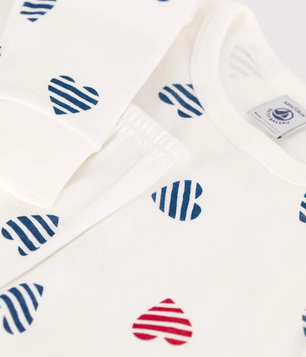 Pigiama a maniche lunghe in cotone con cuori stampati bambino - immagine 8