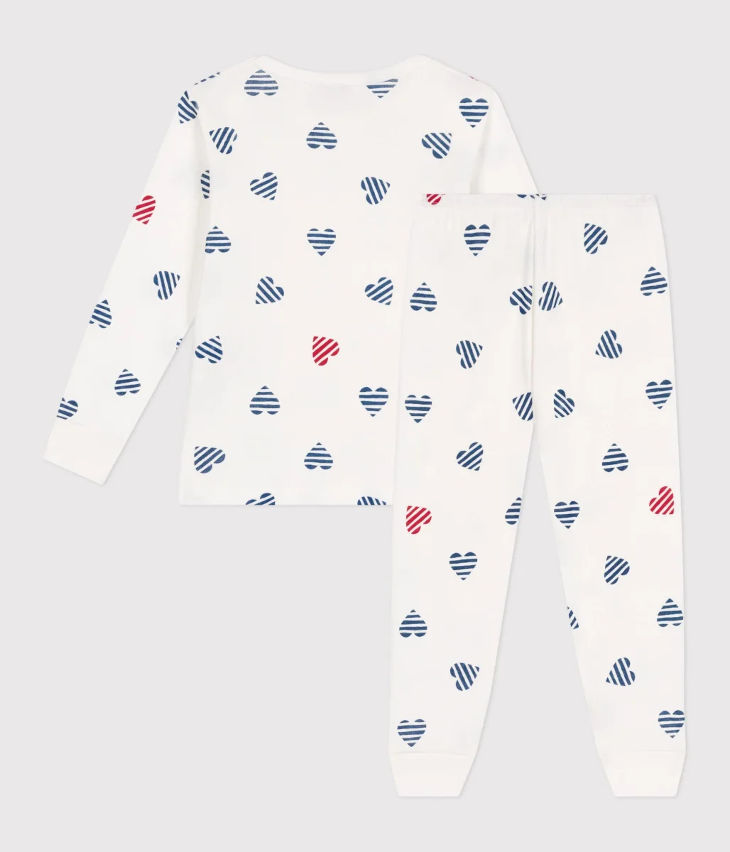 Pigiama a maniche lunghe in cotone con cuori stampati bambino - immagine 3