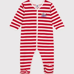 Pigiama a righe rosso natalizio in velluto