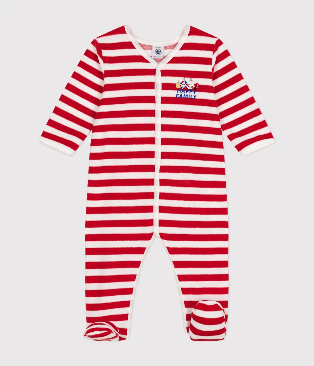 Pigiama a righe rosso natalizio in velluto