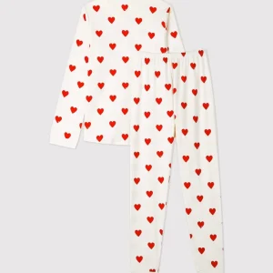 Pigiama bambina fantasia cuori a costine