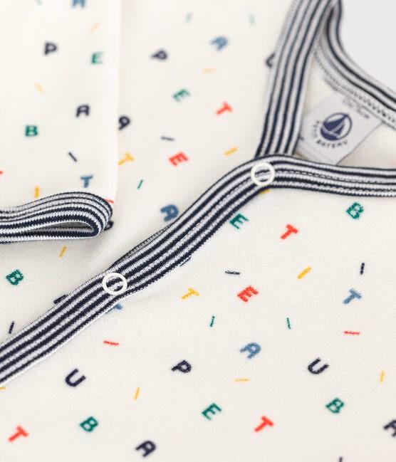 Pigiama bianco con stampa multicolor in velluto - immagine 4