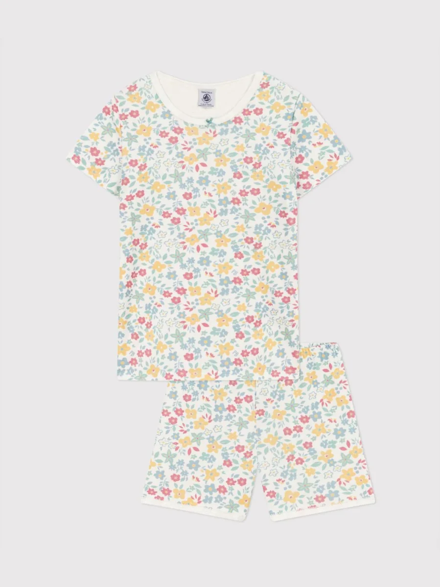 Pigiama corto a fiori in cotone