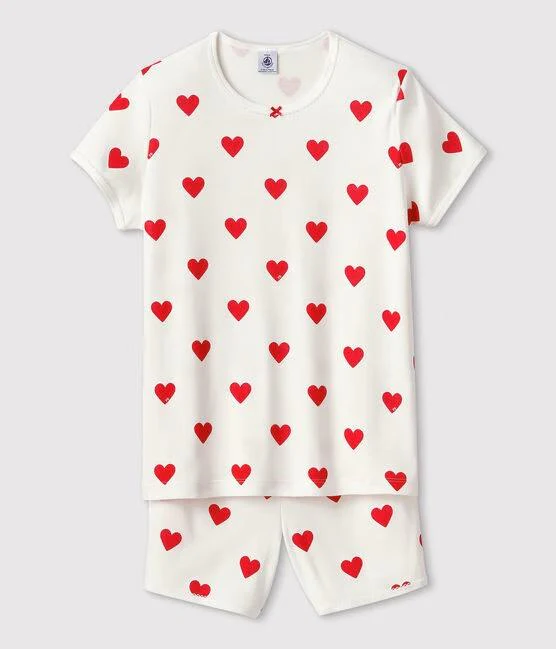 Pigiama corto bambina in cotone motivo cuore