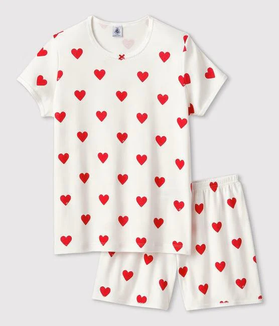 Pigiama corto bambina in cotone motivo cuore - immagine 3