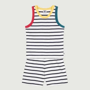 Pigiama corto con canotta in cotone a righe bambino