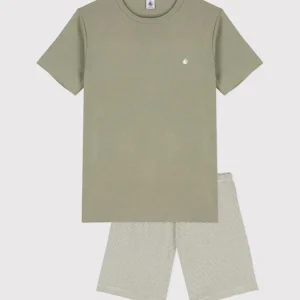 Pigiama corto in cotone millerighe