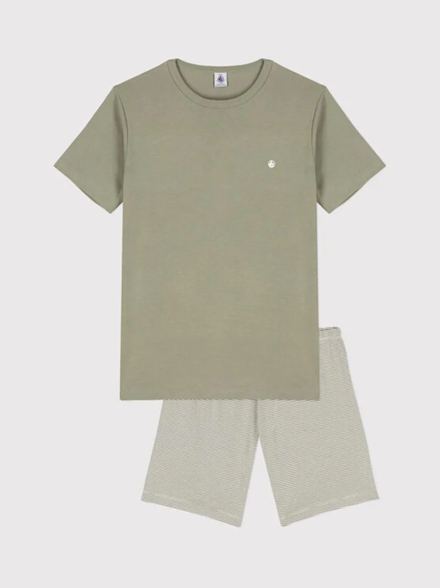 Pigiama corto in cotone millerighe