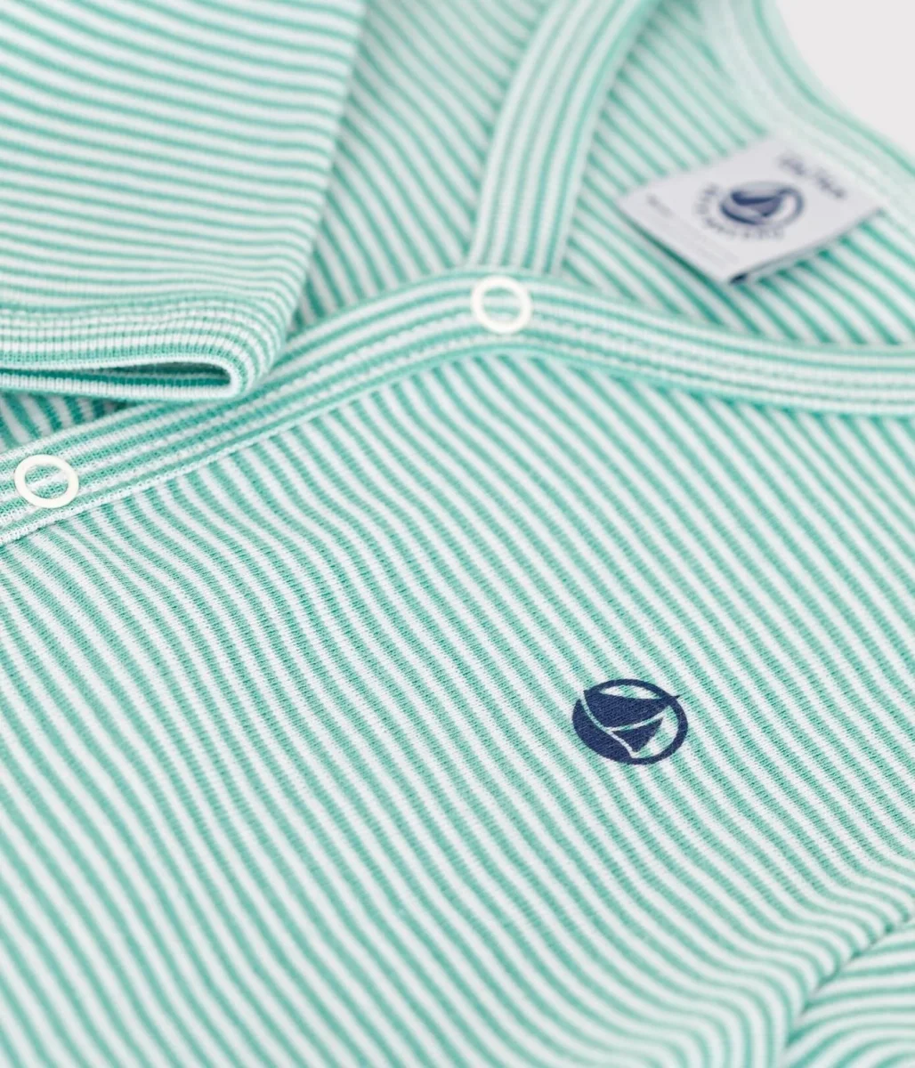 Pigiama in cotone a righe verdi bebè - immagine 4