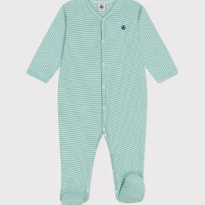 Pigiama in cotone a righe verdi bebè