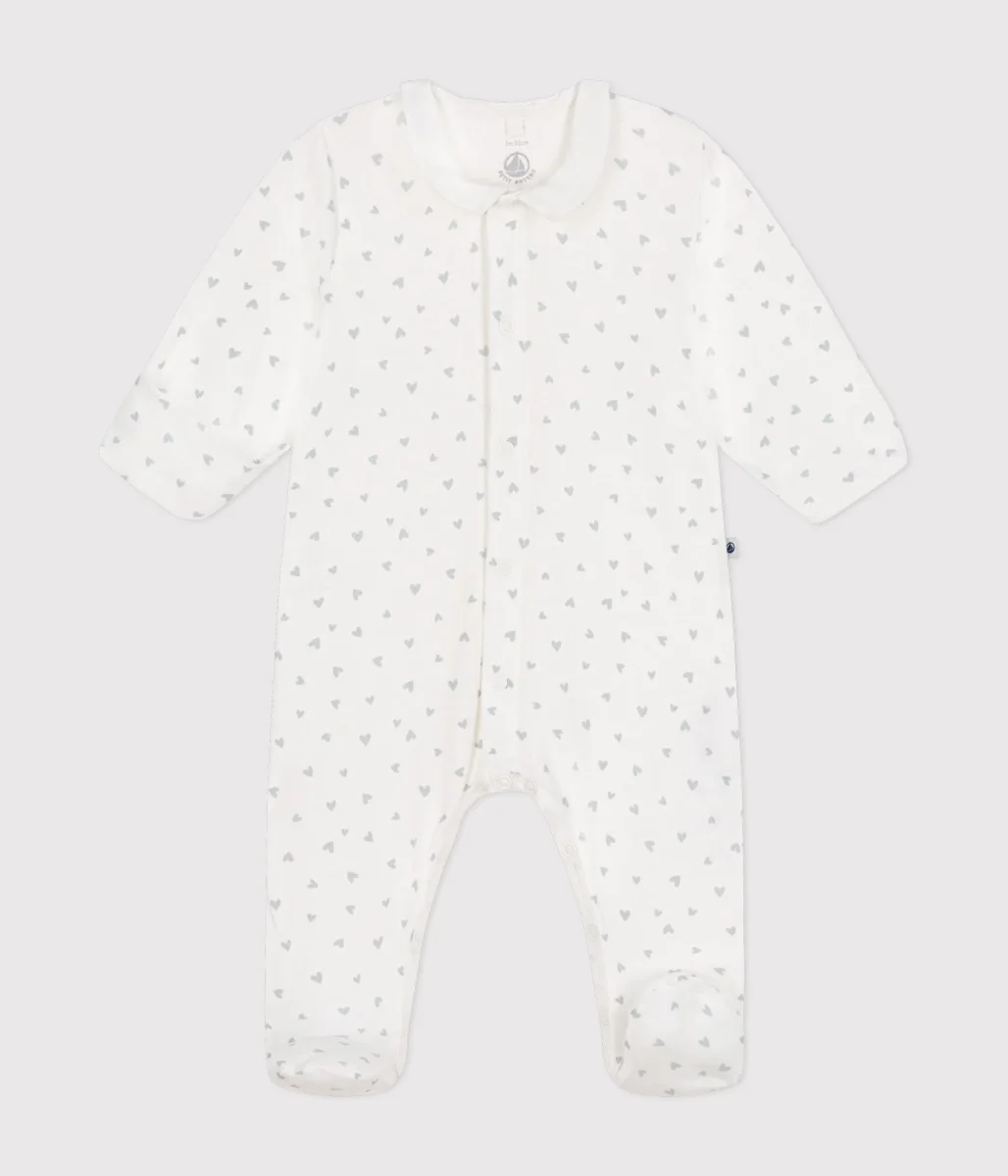 Pigiama in cotone con cuoricini neonato