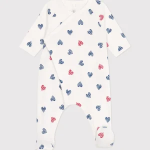 Pigiama in cotone con stanpa a cuore a righe neonato