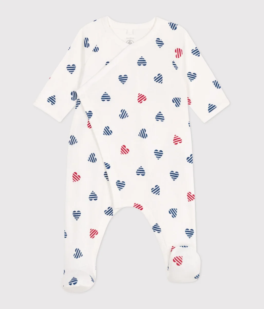 Pigiama in cotone con stanpa a cuore a righe neonato