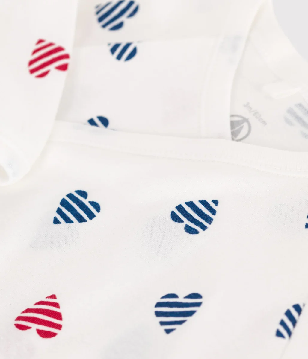 Pigiama in cotone con stanpa a cuore a righe neonato - immagine 4