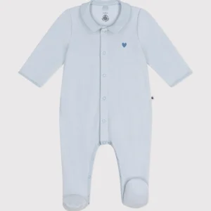 Pigiama neonato in velluto celeste