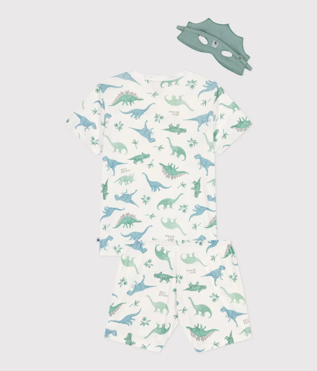 Pigiama travestimento corto bambino in cotone con dinosauri stampati - immagine 4