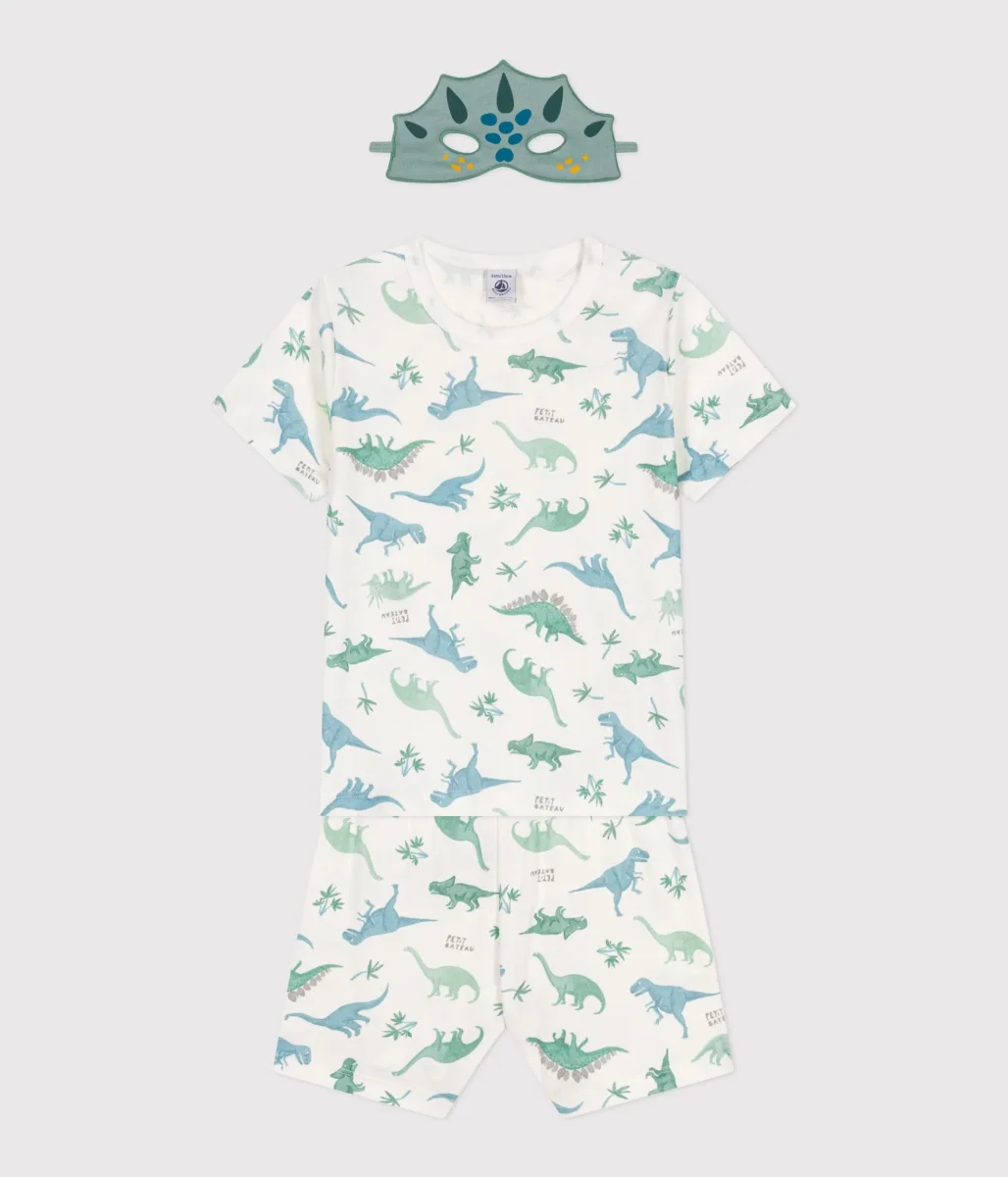Pigiama travestimento corto bambino in cotone con dinosauri stampati - immagine 3