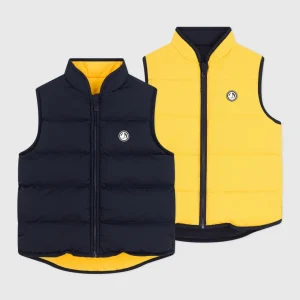 Piumino bambino senza maniche bicolore double face