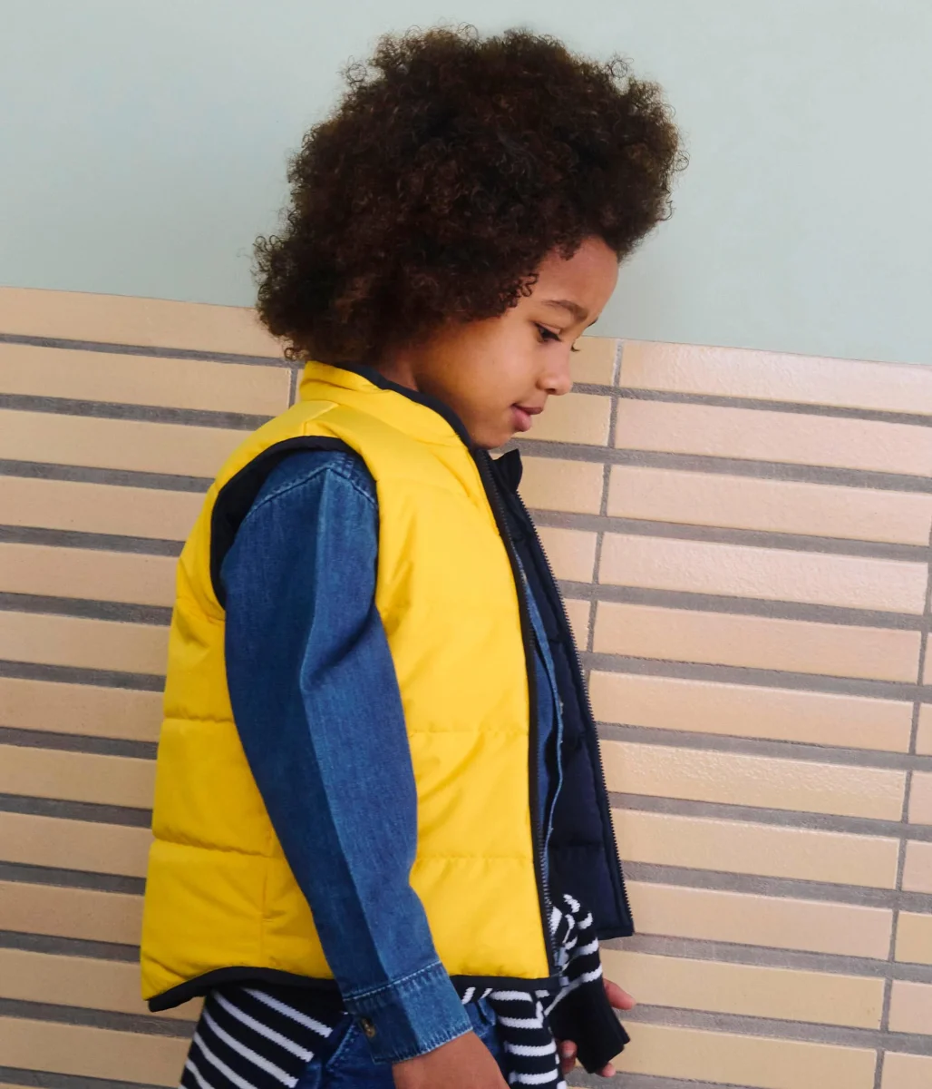 Piumino bambino senza maniche bicolore double face - immagine 4