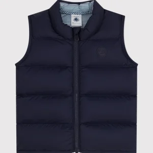 Piumino blu senza maniche trapuntato bebè