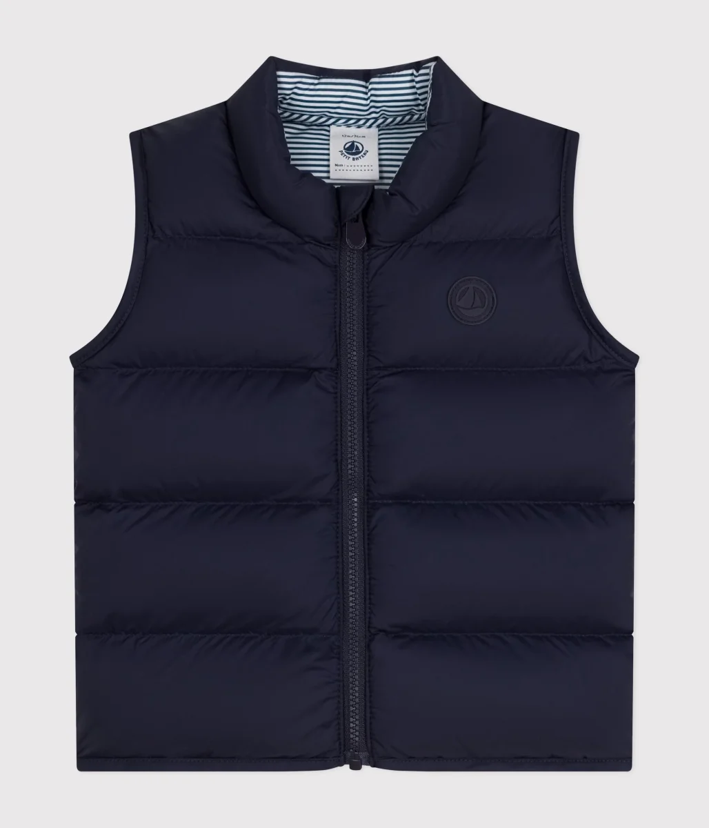 Piumino blu senza maniche trapuntato bebè