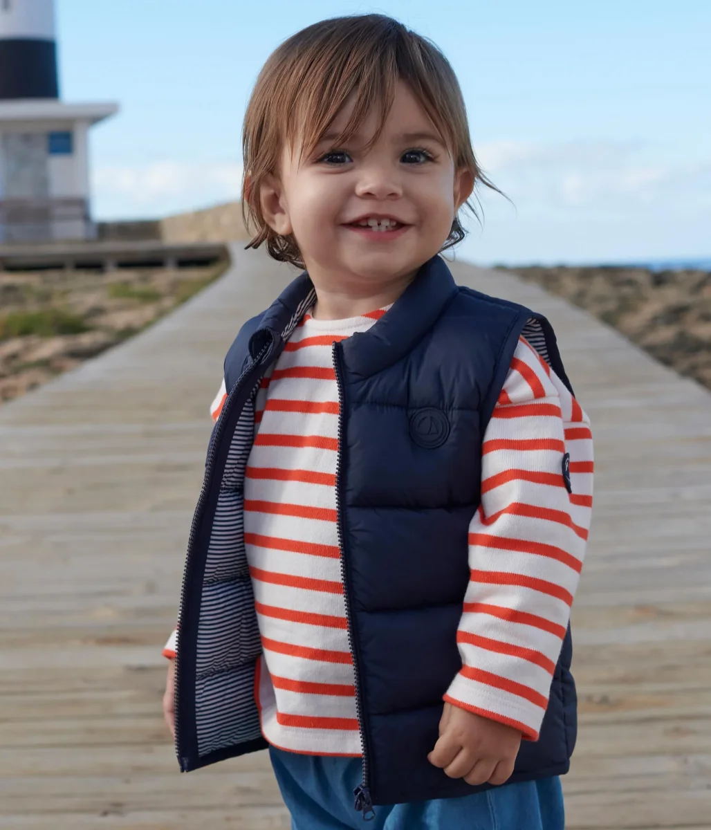 Piumino blu senza maniche trapuntato bebè - immagine 5