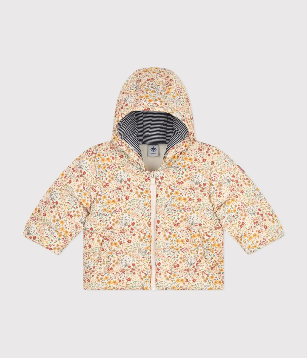 Piumino con cappuccio stampa liberty