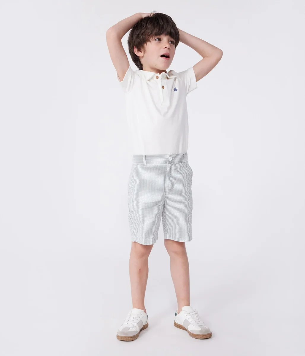 Polo a maniche corte in cotone tinta unita bambino - immagine 5