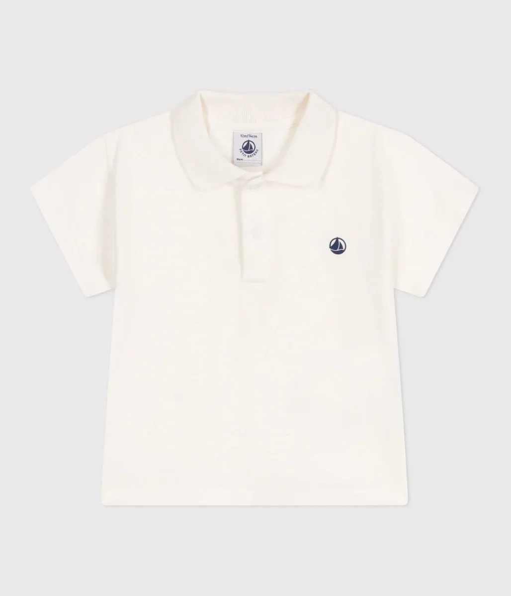 Polo a maniche corte in cotone tinta unita bebè