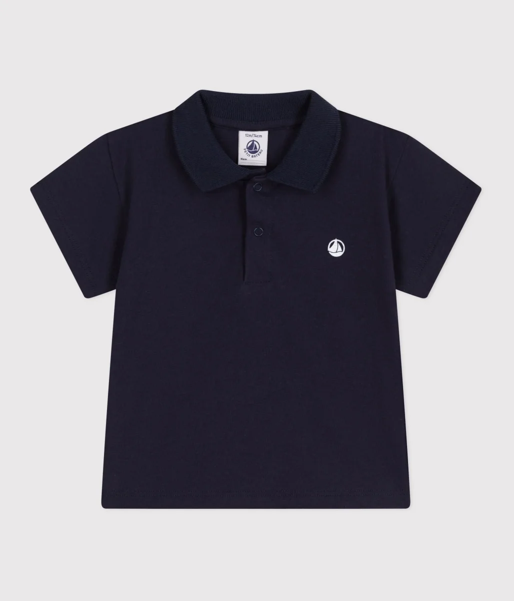 Polo a maniche corte in cotone tinta unita neonato