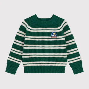Pullover marinière in misto lana e cotone a righe bambino
