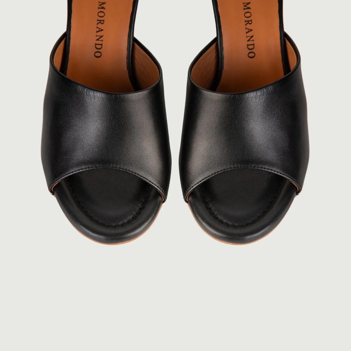 SABOT CON MAXI FASCIA IN PELLE NERA - immagine 5