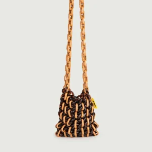 SACCHETTA IN RESINA BICOLOR MARRONE E CUOIO "SPIRIT"