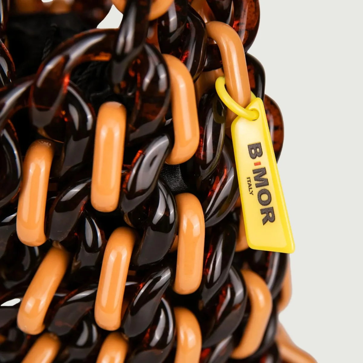 SACCHETTA IN RESINA BICOLOR MARRONE E CUOIO "SPIRIT" - immagine 4