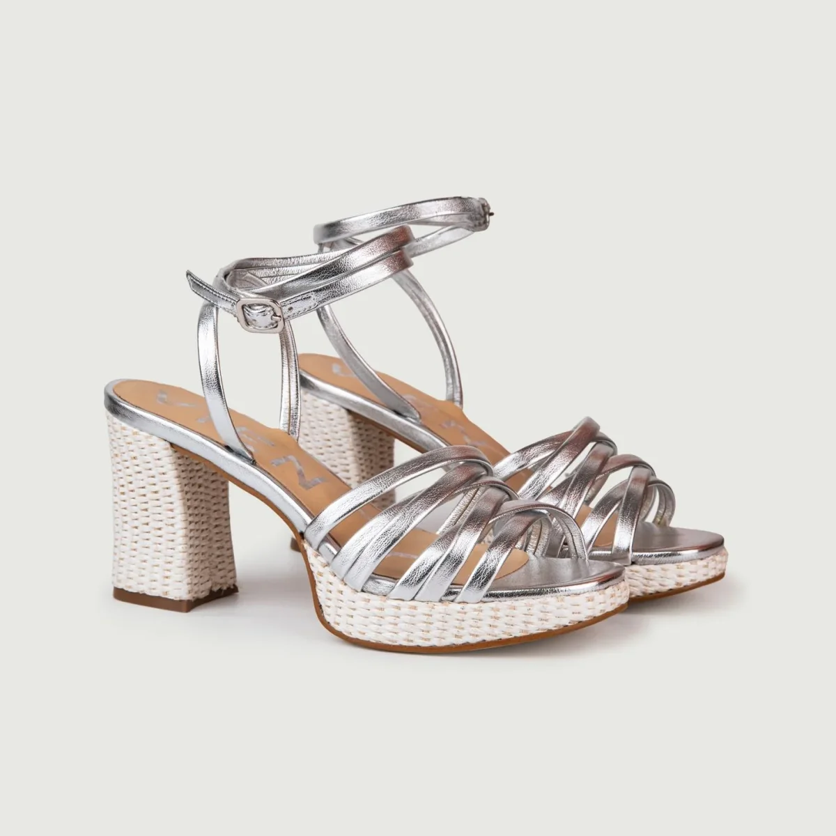 SANDALI RAFIA CON INTRECCIO FRONTALE ARGENTO - immagine 3