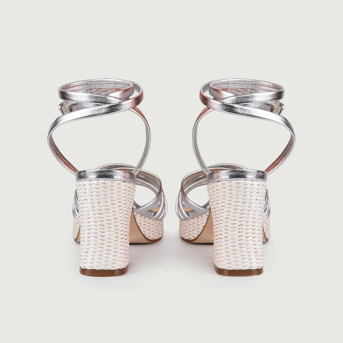 SANDALI RAFIA CON INTRECCIO FRONTALE ARGENTO - immagine 4