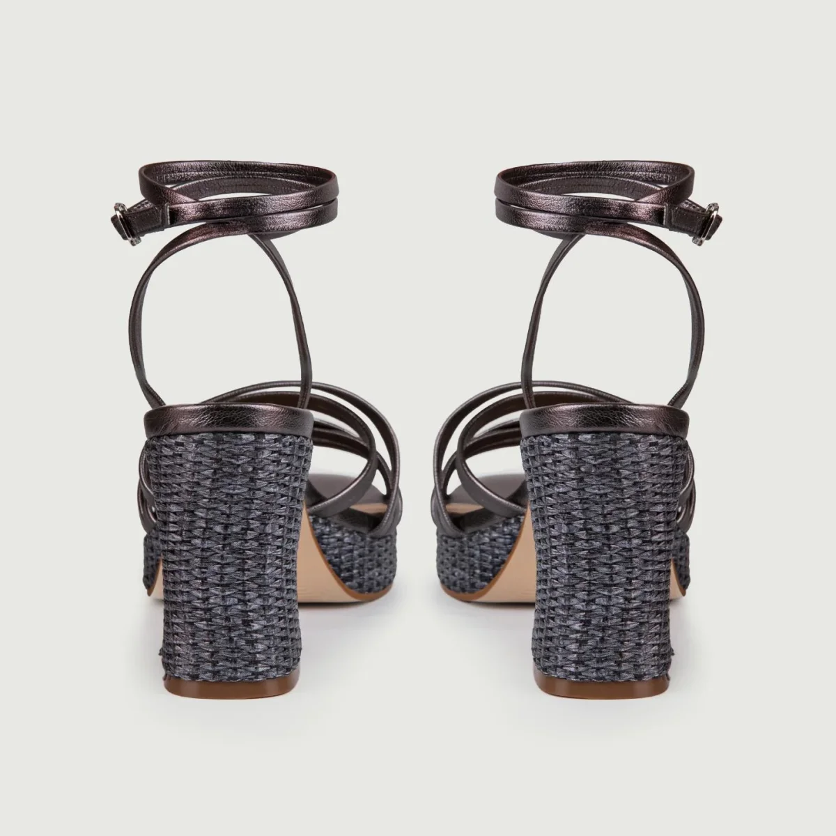 SANDALI RAFIA CON INTRECCIO FRONTALE NERO - immagine 4